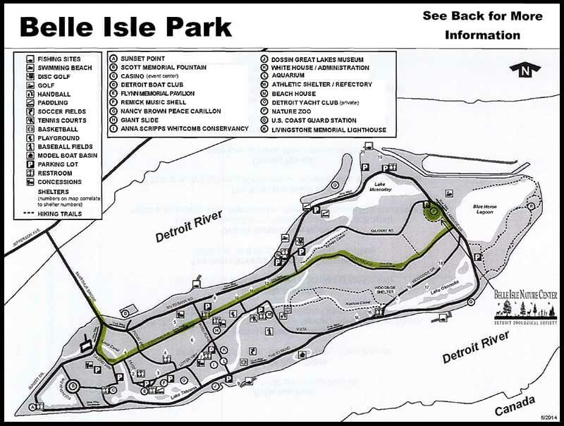 Map to Belle Isle Nature Center